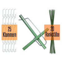 20 grüne unverwüstliche und langlebige Pflanzstäbe aus Glasfaser (GFK) 1 m x 7 mm + 25 Klammern 8-16 mm zum Bau individueller Rankgitter